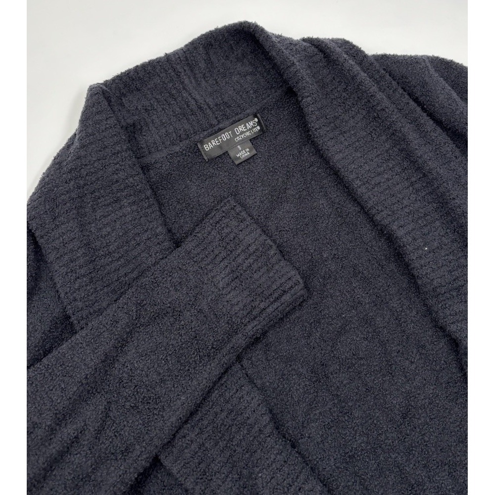 Barefoot Dreams Cozychic Lite Women's S Black Nylon Sweater Open Cardigan